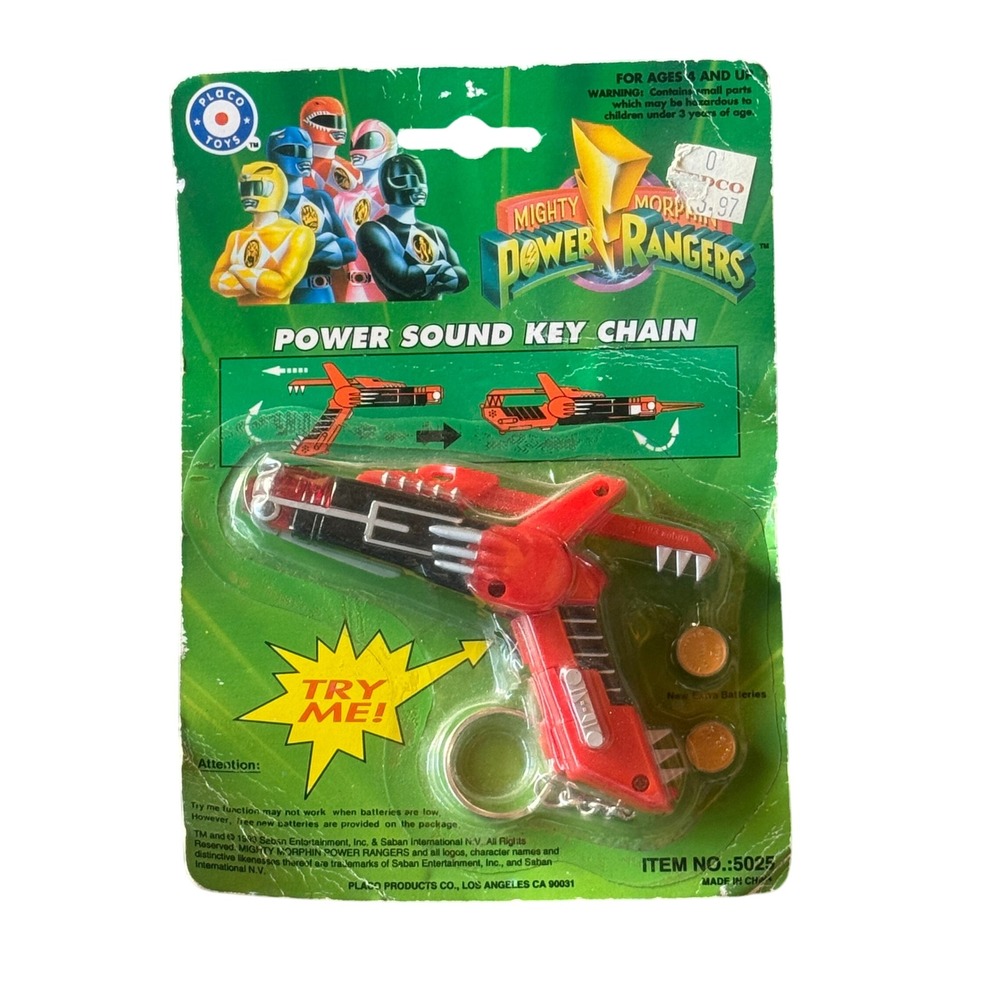 RARE 1994 Mighty Morphin POWER RANGERS GUN POWER SOUND KEY CHAIN - NIP